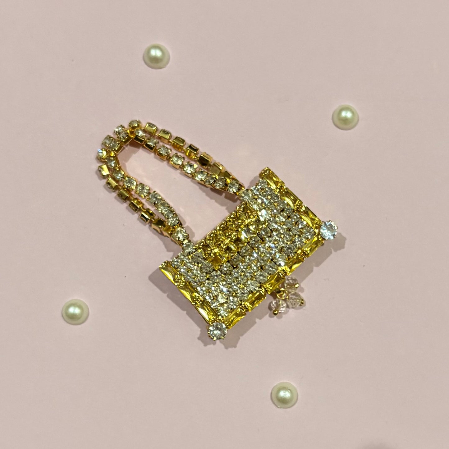 Gold AD Rectangular Purse, a miniature American Diamond purse for deity shringar and idol decoration