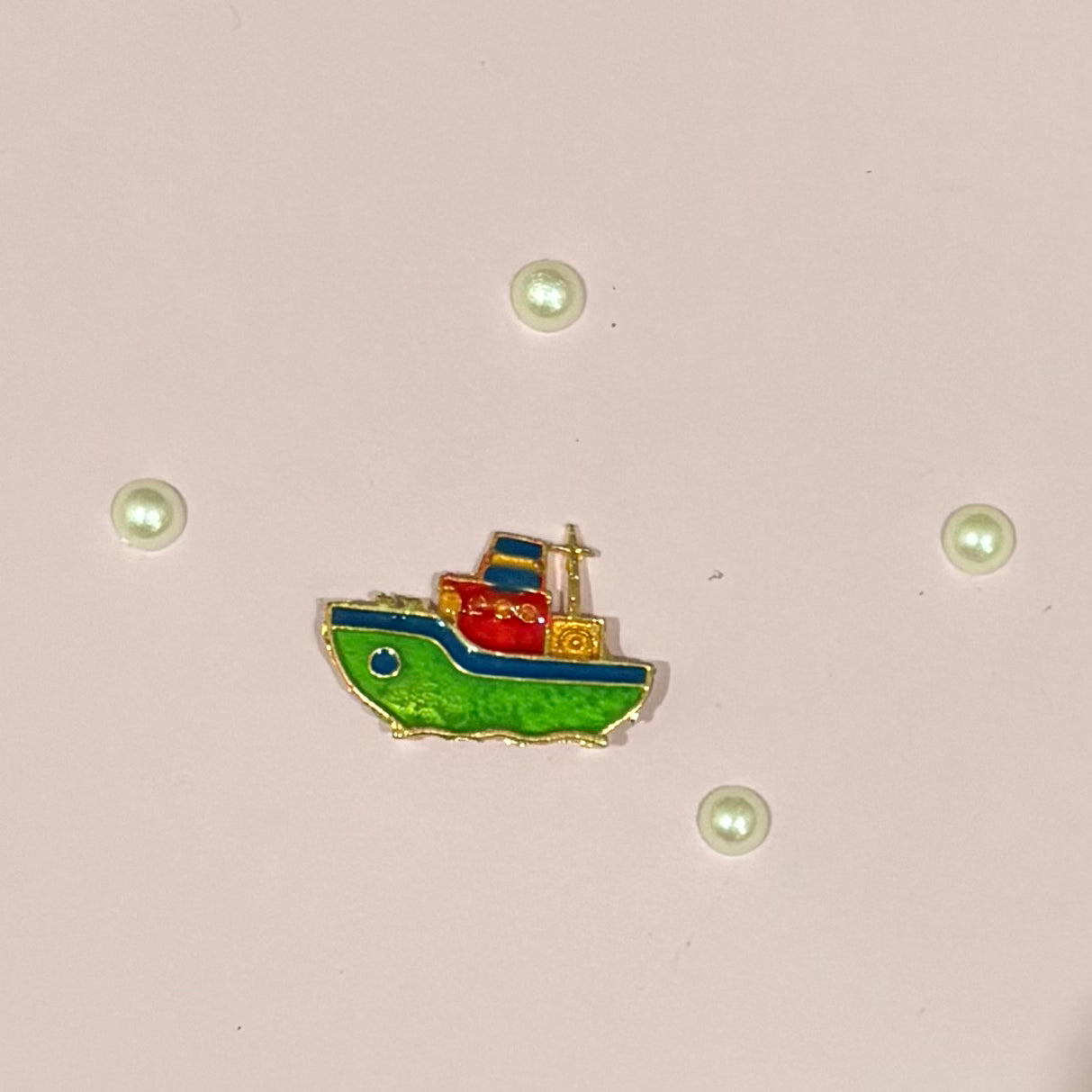 Miniature gold-tone metal Ship (boat) to adorn deity setups, dollhouses and display, a handcrafted decorative toy accessory for Radha Rani and Laddu Gopal