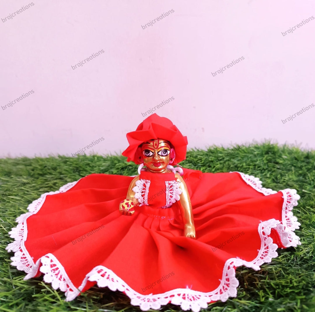 Orange Cotton Dress for Laddu Gopal by Braj Creations