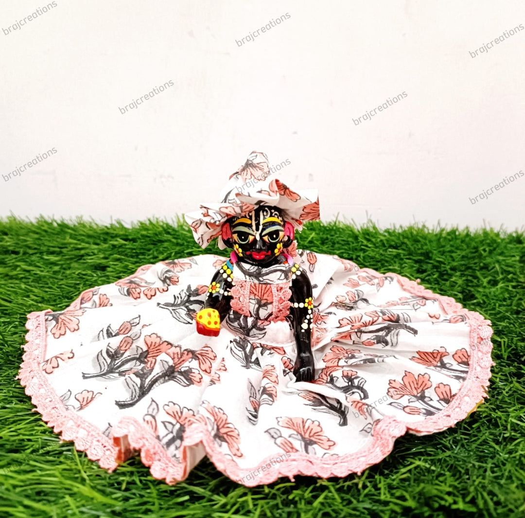 Peach Cotton Dress For Laddu Gopal at Braj Creations