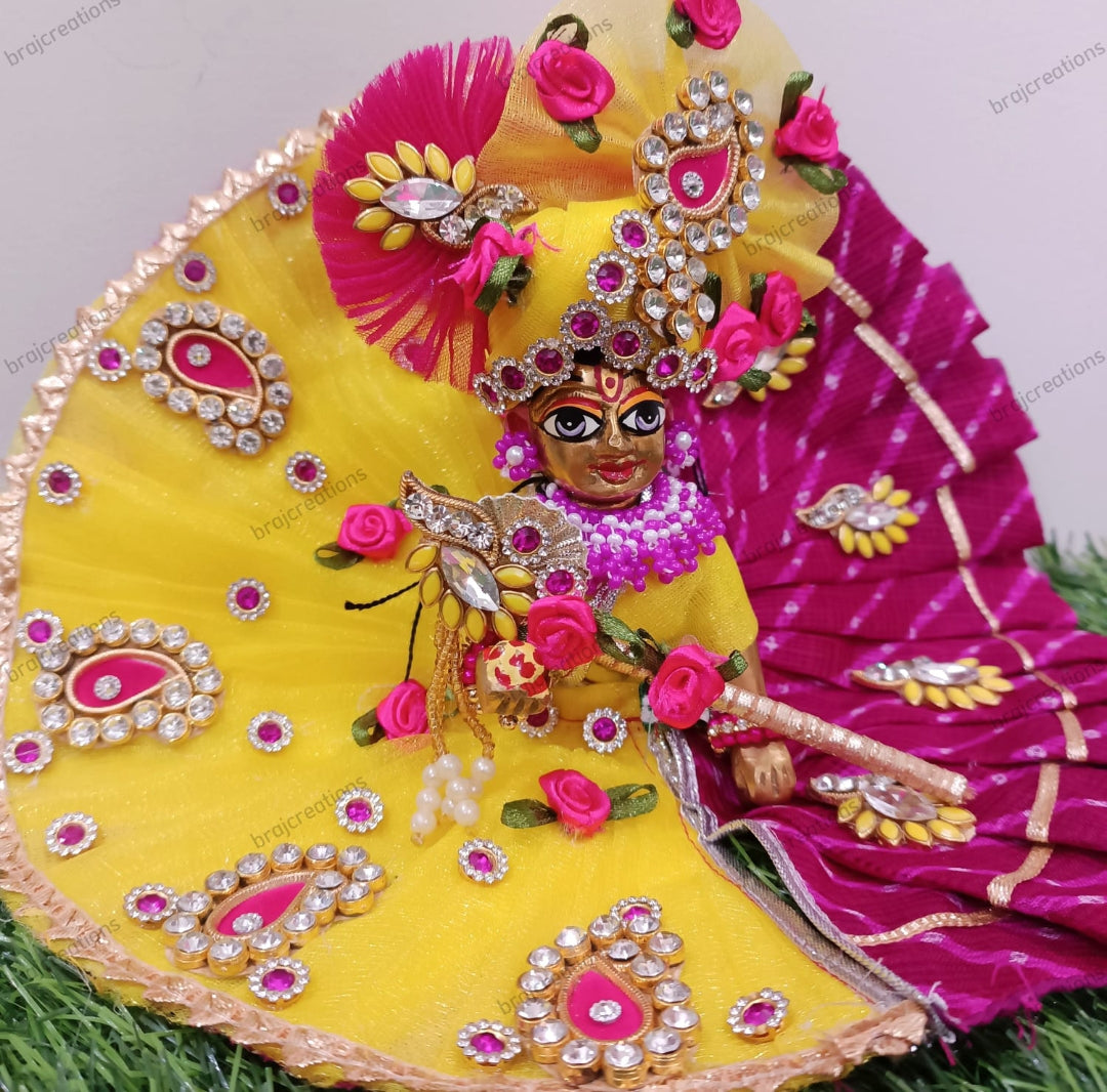 Laddugopal Yellow Pink Dress