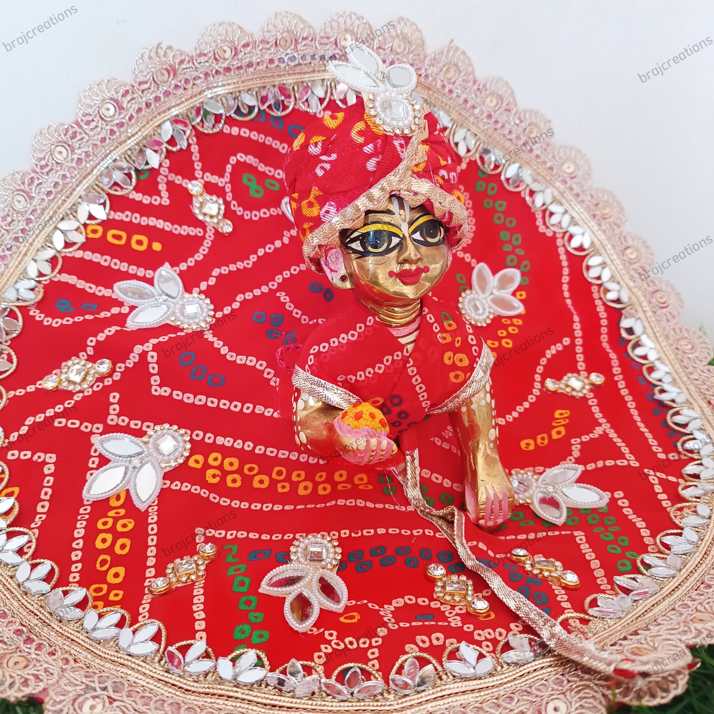 Red Bandhini Ladoogopal Dress