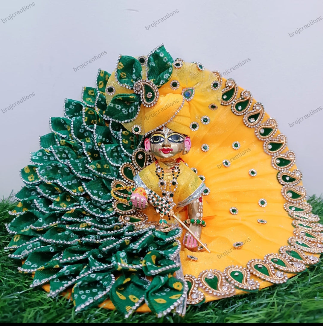 Laddugopal Yellow Green Leaf Dress