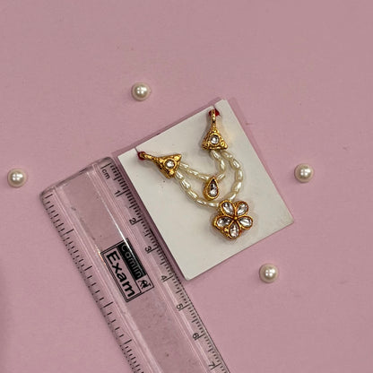 White Kundan Moti Flower Mala