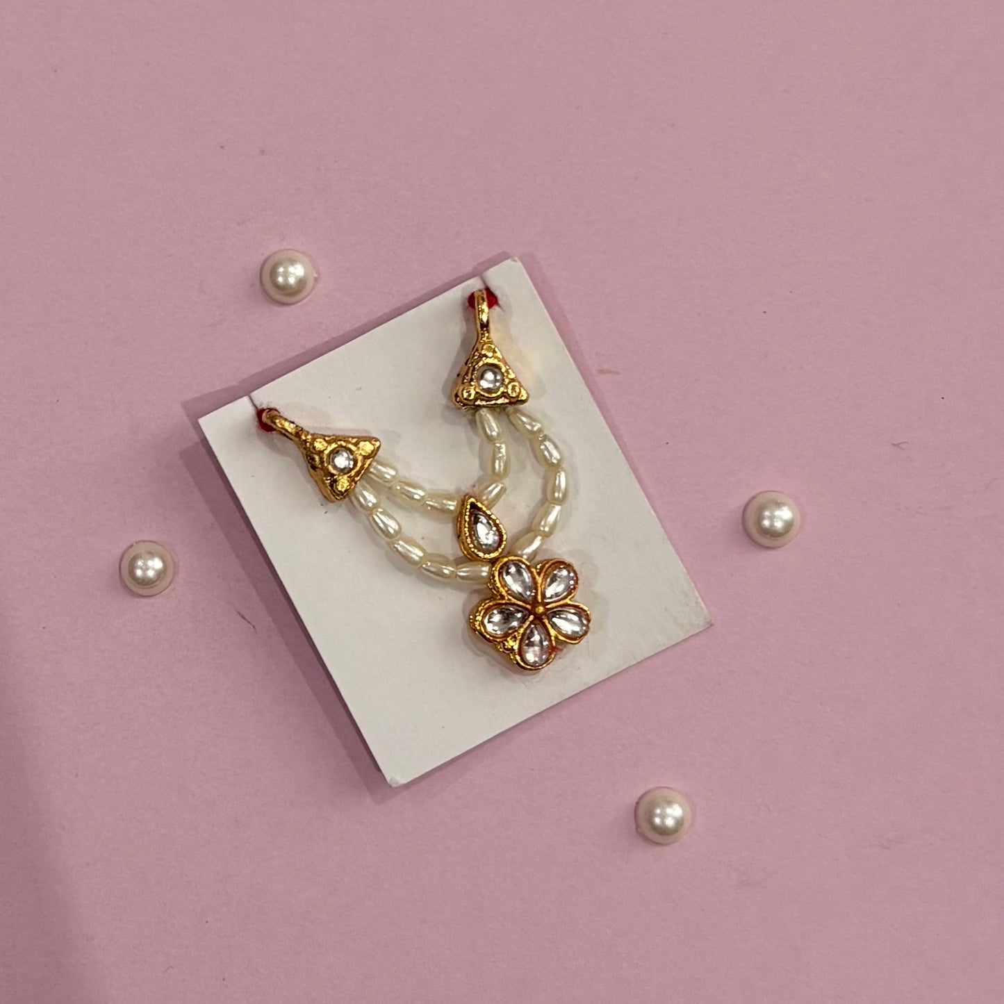 White Kundan Moti Flower Mala