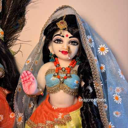 Multicolour floral Radhakrishn poshak