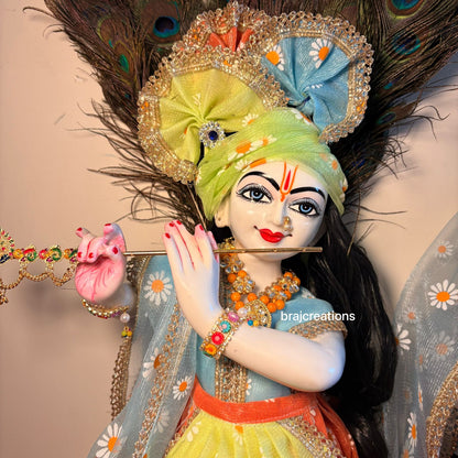 Multicolour floral Radhakrishn poshak