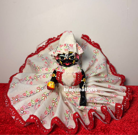 Red White Floral Cotton Dress