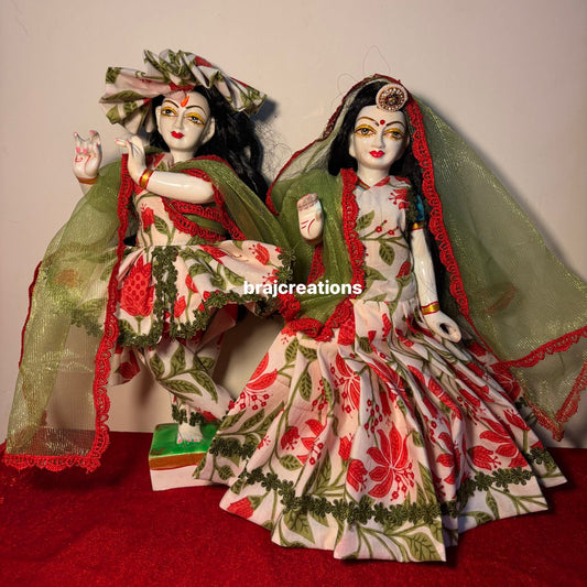 Red Green Cotton Radhakrishn Dress