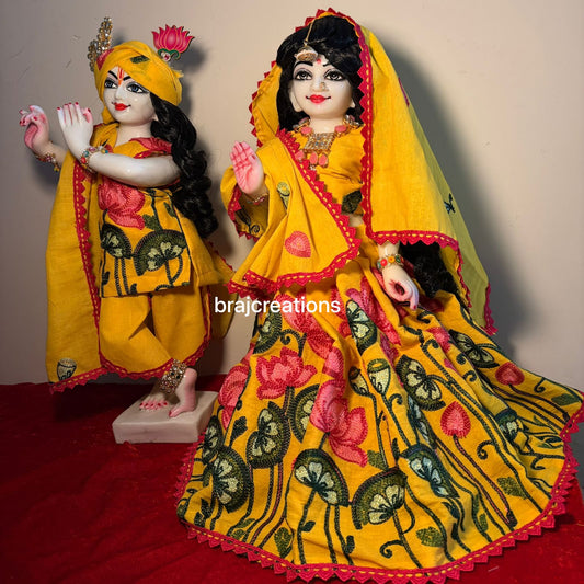 Yellow Lotus Poshak Radhakrishn Dress