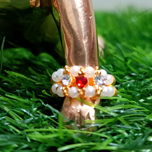 White Pearl Red Stone Kangan Design 2
