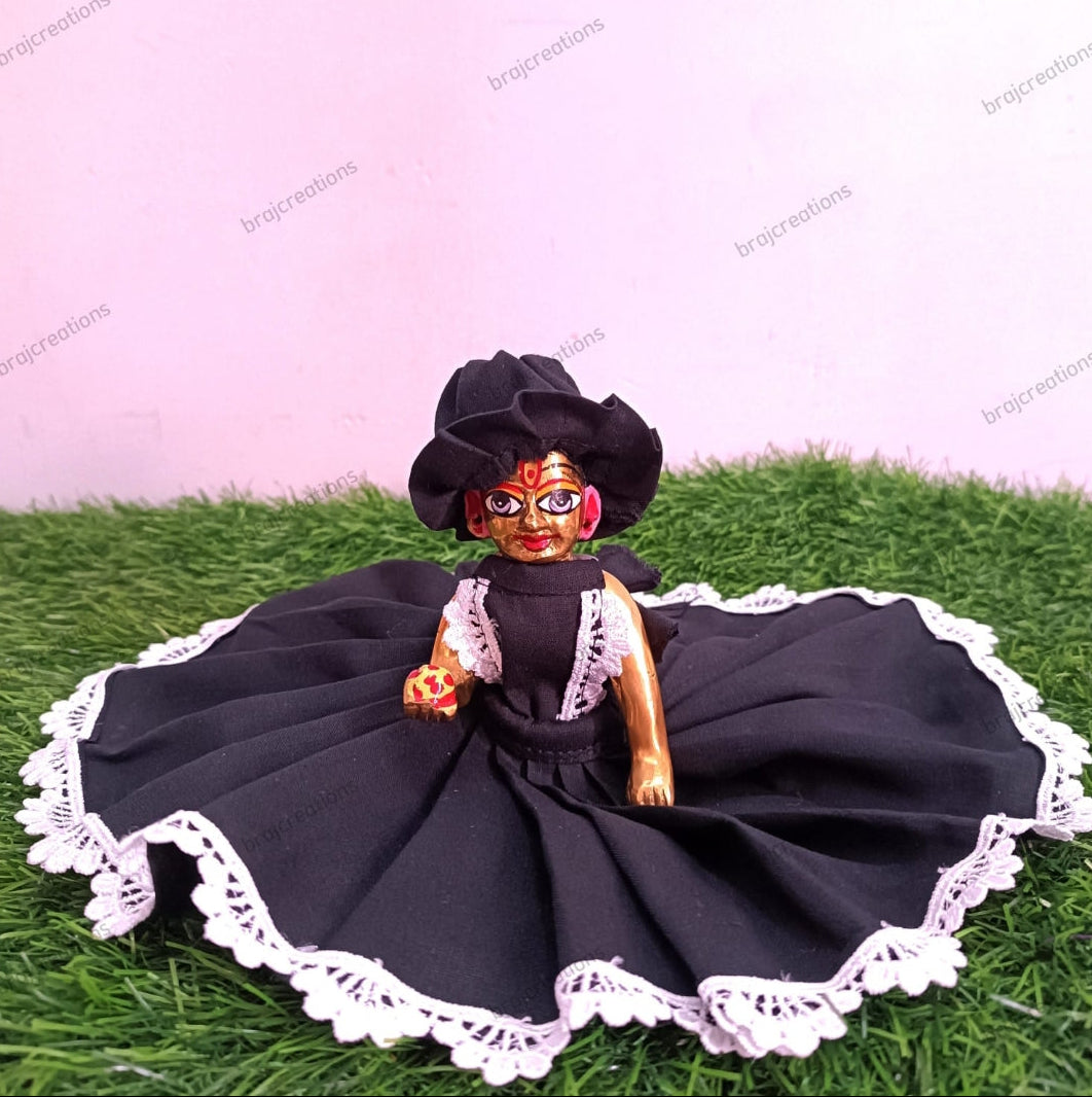 Black Cotton Dress for Laddu Gopal by Braj Creations