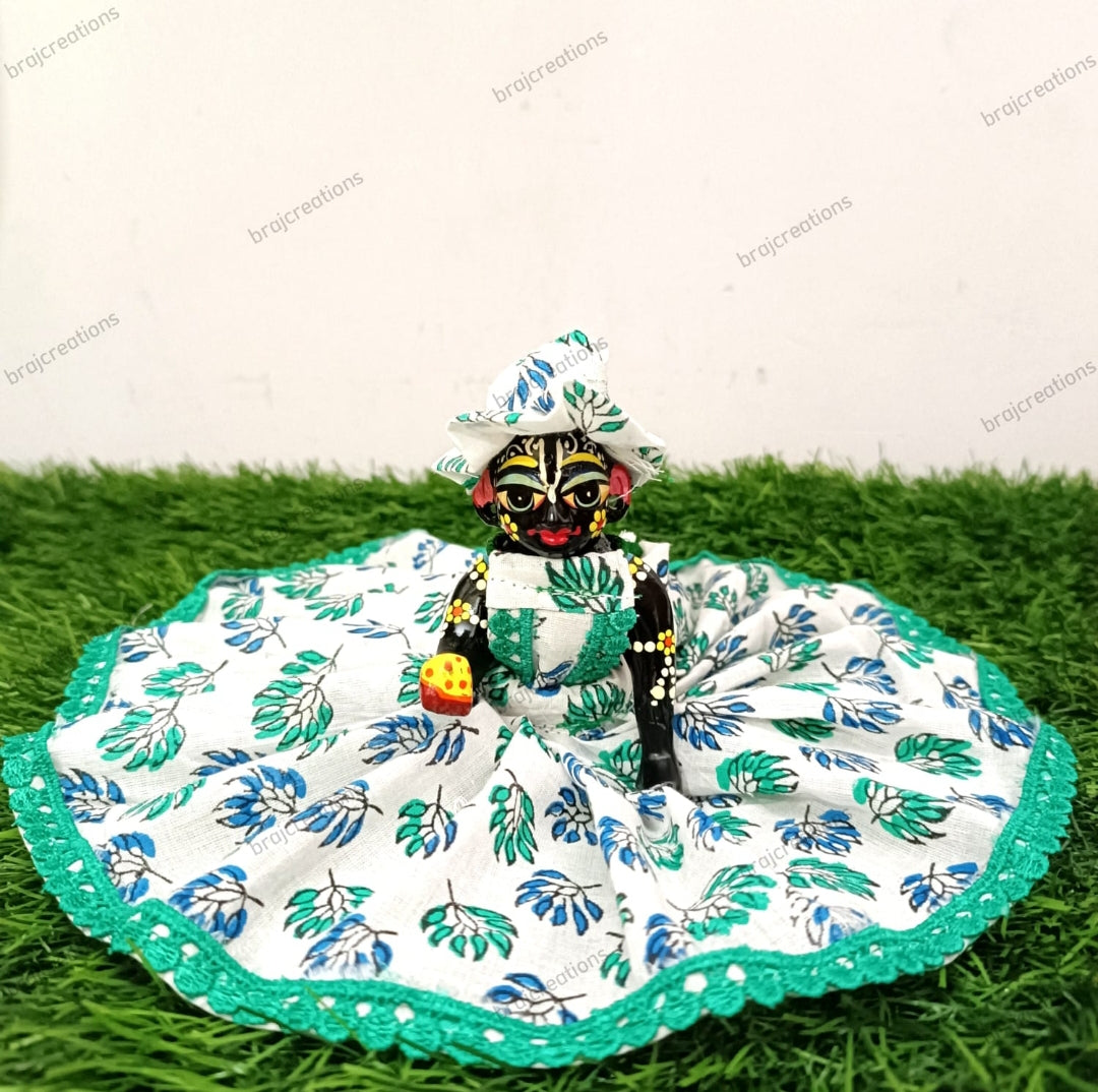 Cyan Cotton Dress for Laddu Gopal by Braj Creations