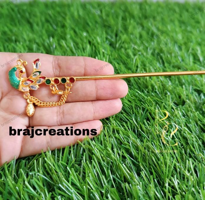 Green  Colour Peacock Design Bansuri