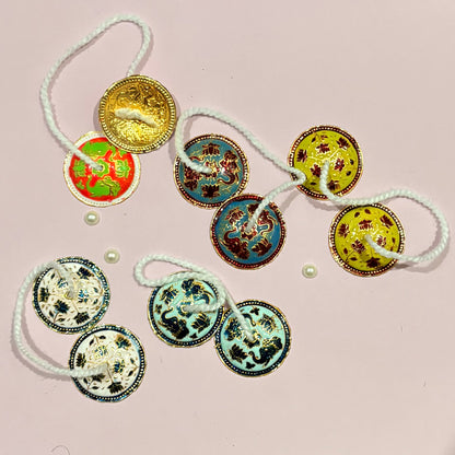 Decorative Majira cymbals for Thakur Ji and Laddu Gopal seva, crafted in a traditional gold-tone metal finish