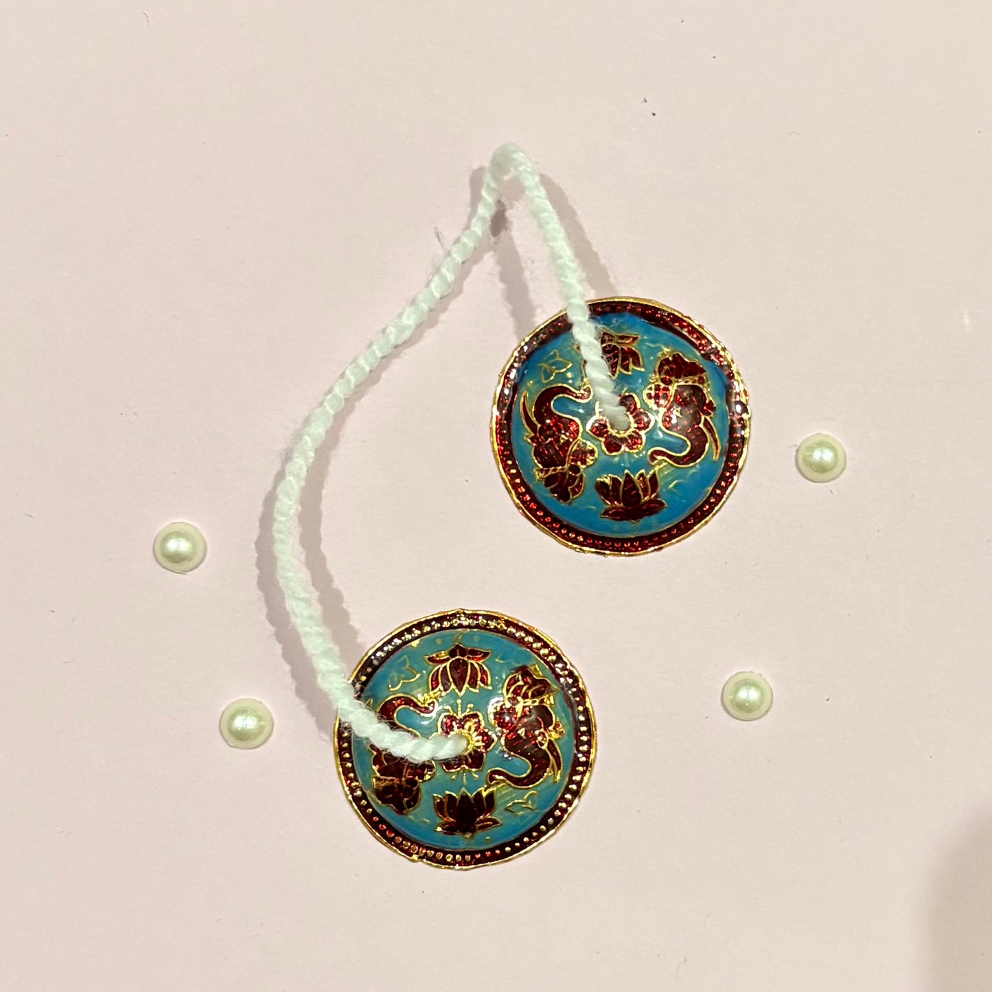 Miniature gold-tone Majira (manjira hand cymbals) for deity seva, bhajan and kirtan, a handcrafted accessory for idols like Radha Rani and Laddu Gopal