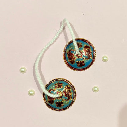Miniature gold-tone Majira (manjira hand cymbals) for deity seva, bhajan and kirtan, a handcrafted accessory for idols like Radha Rani and Laddu Gopal