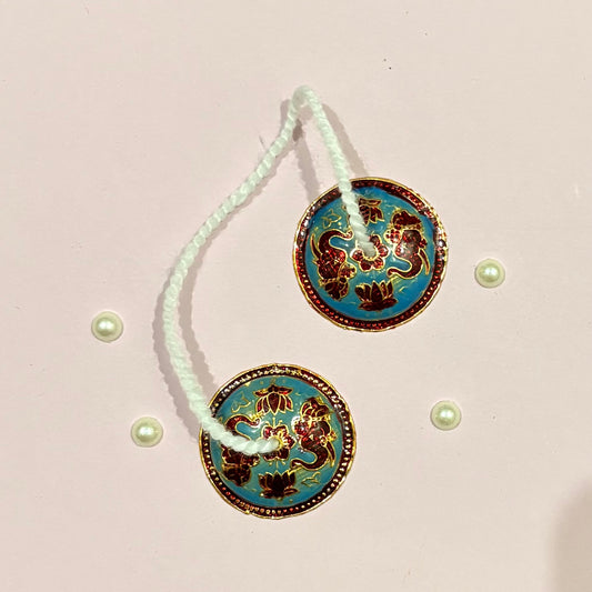 Miniature gold-tone Majira (manjira hand cymbals) for deity seva, bhajan and kirtan, a handcrafted accessory for idols like Radha Rani and Laddu Gopal