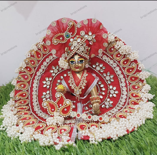 Red Kundan Heavy Ladoo Gopal Dress