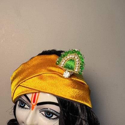 Green Small Kalangi, a deity headdress ornament to adorn Laddu Gopal for daily shringar, festivals and pooja décor