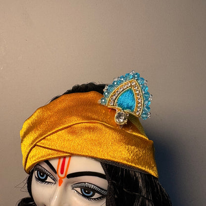 Sky blue Small Kalangi, a deity headdress ornament to adorn Laddu Gopal for daily shringar, festivals and pooja décor