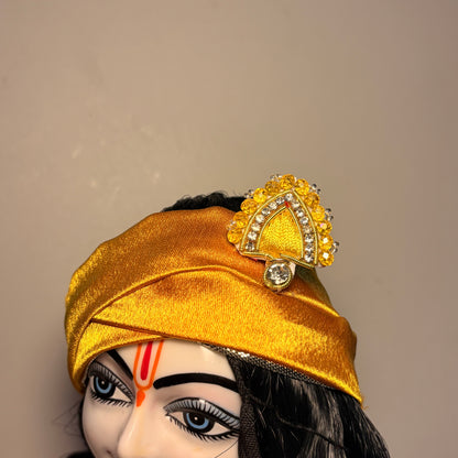 Yellow Small Kalangi, a deity headdress ornament to adorn Laddu Gopal for daily shringar, festivals and pooja décor