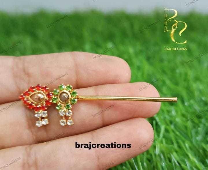 Small Red-Green AD Bansi With 2 Latkan