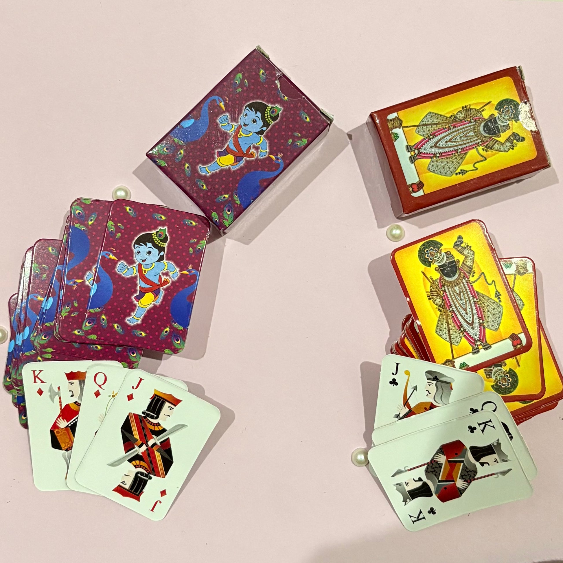 Miniature Taash (playing cards) toy, a handcrafted decorative accessory for deity setups, dollhouses and display for Radha Rani and Laddu Gopal